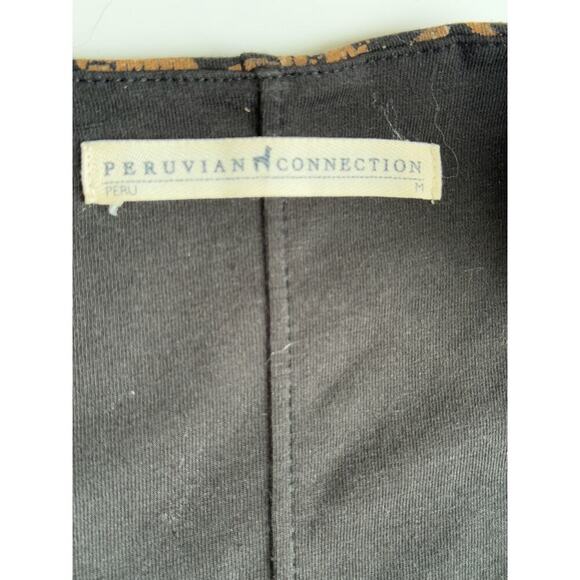 Peruvian Connection Sheath Dress Long Sleeve Brown Black Knee Length Women's M - Picture 6 of 7